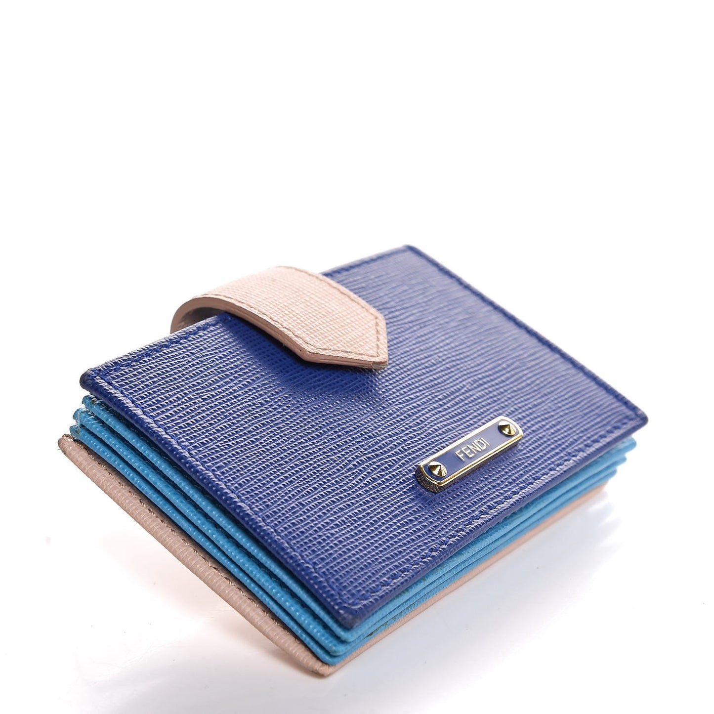 Vitello Elite Gusseted Card Holder Blue Neon Multicolor