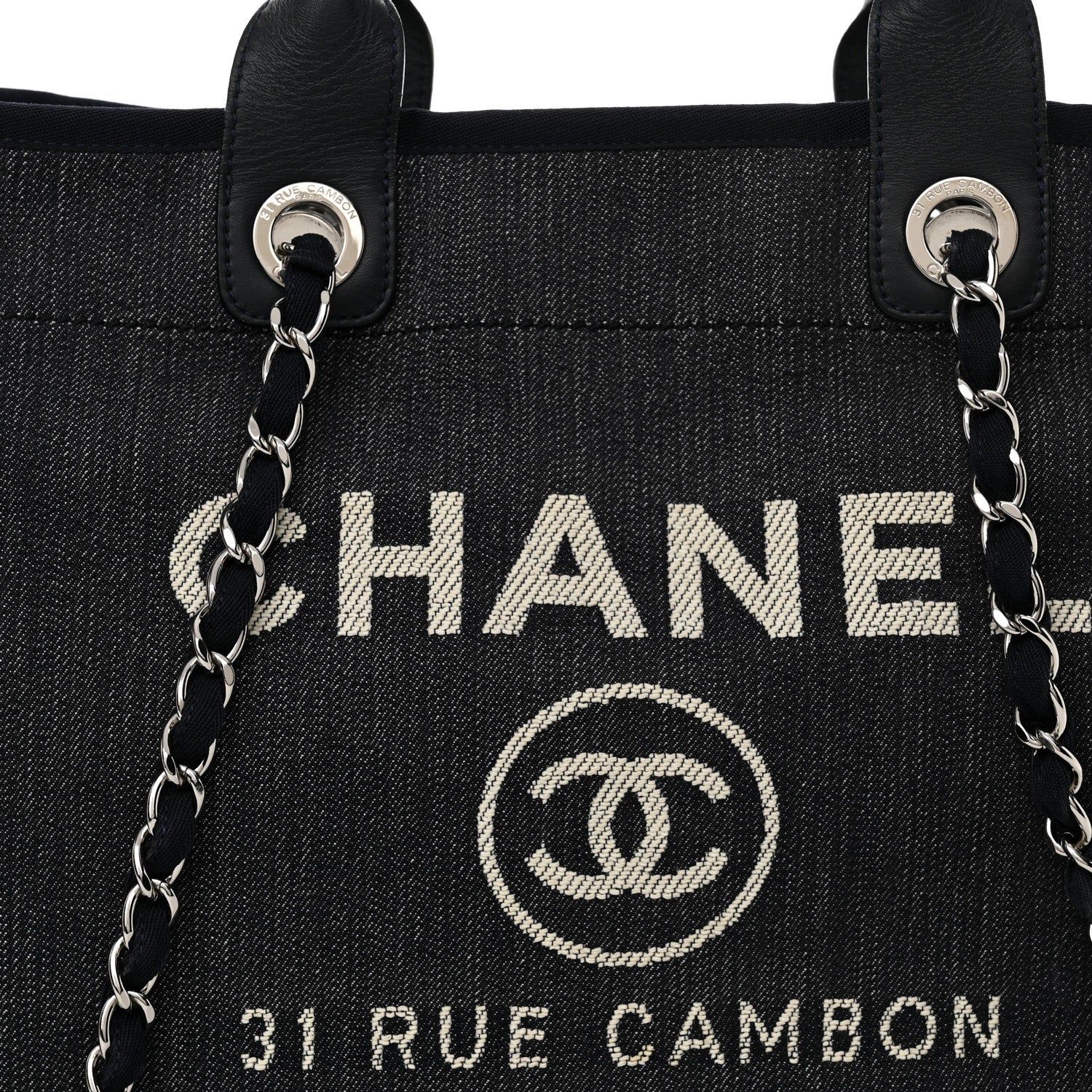 Chanel Denim Medium Deauville Tote Dark Blue 8 of 13