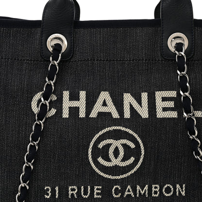 Chanel Denim Medium Deauville Tote Dark Blue 8 of 13