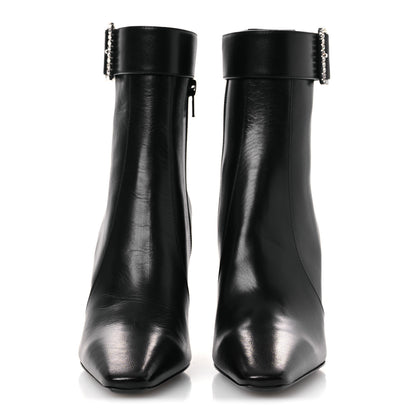 Saint Laurent Goatskin Crystal Buckle Claude 90 Ankle Booties 37.5 Black 3 of 14