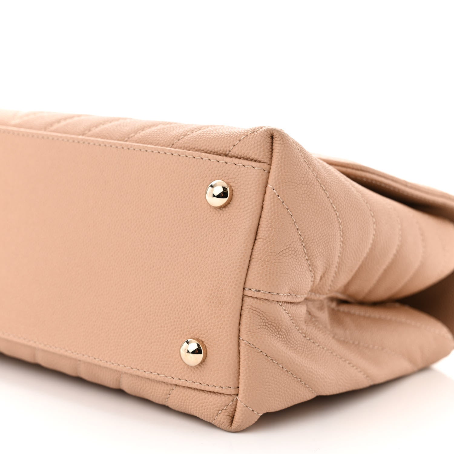 Chanel Caviar Chevron Quilted Small Coco Handle Flap Beige 10 of 11