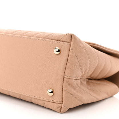 Chanel Caviar Chevron Quilted Small Coco Handle Flap Beige 10 of 11