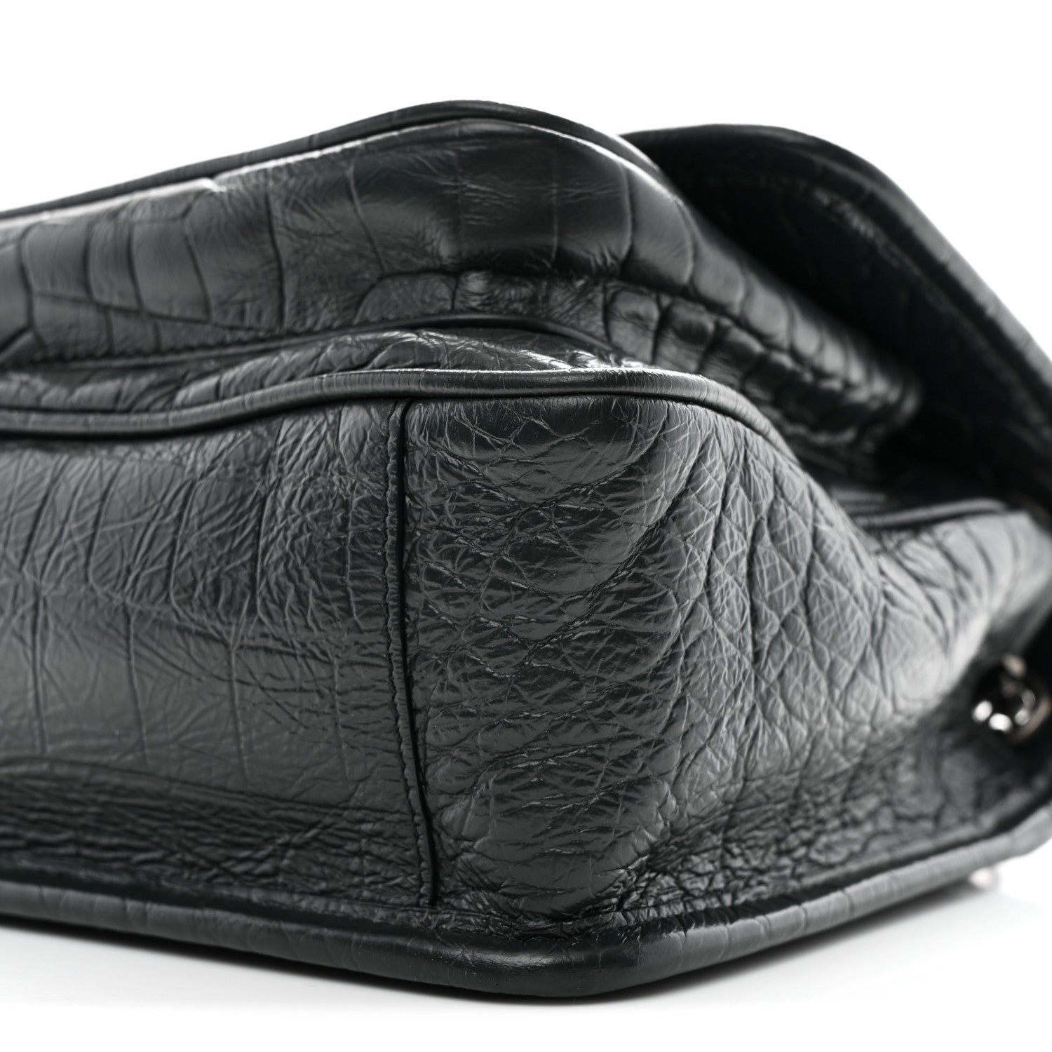 Saint Laurent Calfskin Crocodile Embossed Monogram Baby Niki Chain Satchel Algea 11 of 11