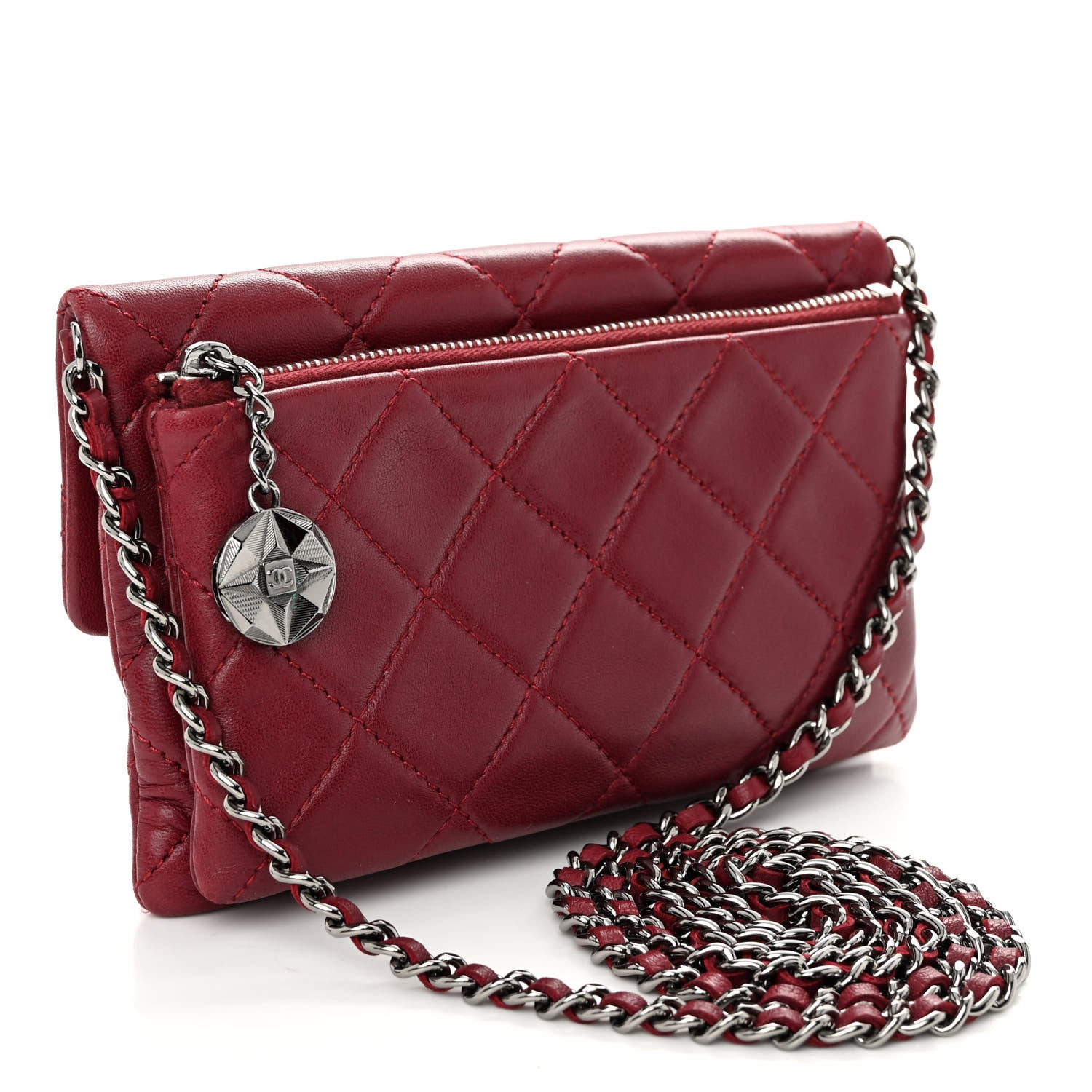 Chanel Lambskin Quilted Mini Mineral Nights Flap Crossbody Bag Dark Red 3 of 11