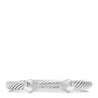 David Yurman Sterling Silver Diamond 7mm Cable Classics Bracelet 1 of 4
