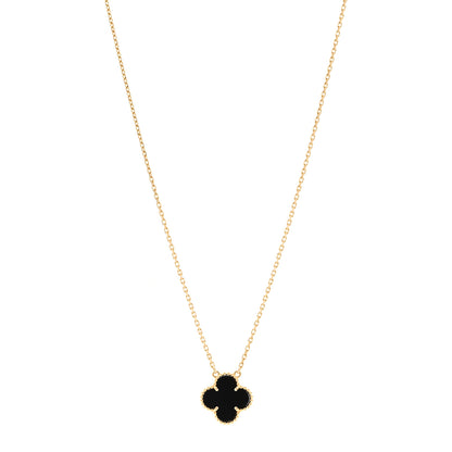 Van Cleef & Arpels 18K Yellow Gold Black Onyx Vintage Alhambra Pendant Necklace 1 of 5