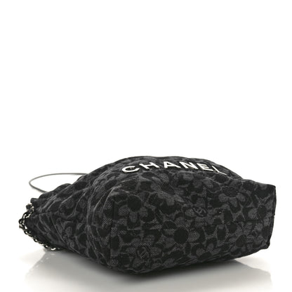 Chanel Denim Quilted Floral Print Mini Chanel 22 Black Grey 4 of 10