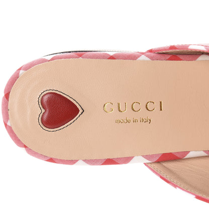 Gucci Cotton Gingham Womens Princetown Slippers 39 White Red 12 of 13