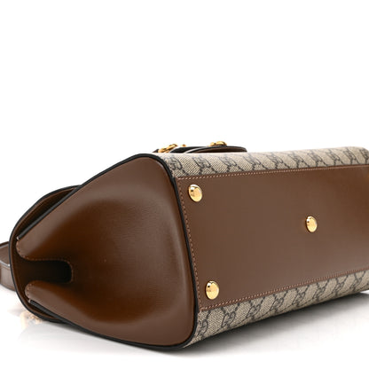 Gucci GG Supreme Monogram Calfskin Medium Horsebit 1955 Top Handle Bag Beige Ebony Brown Sugar 10 of 11