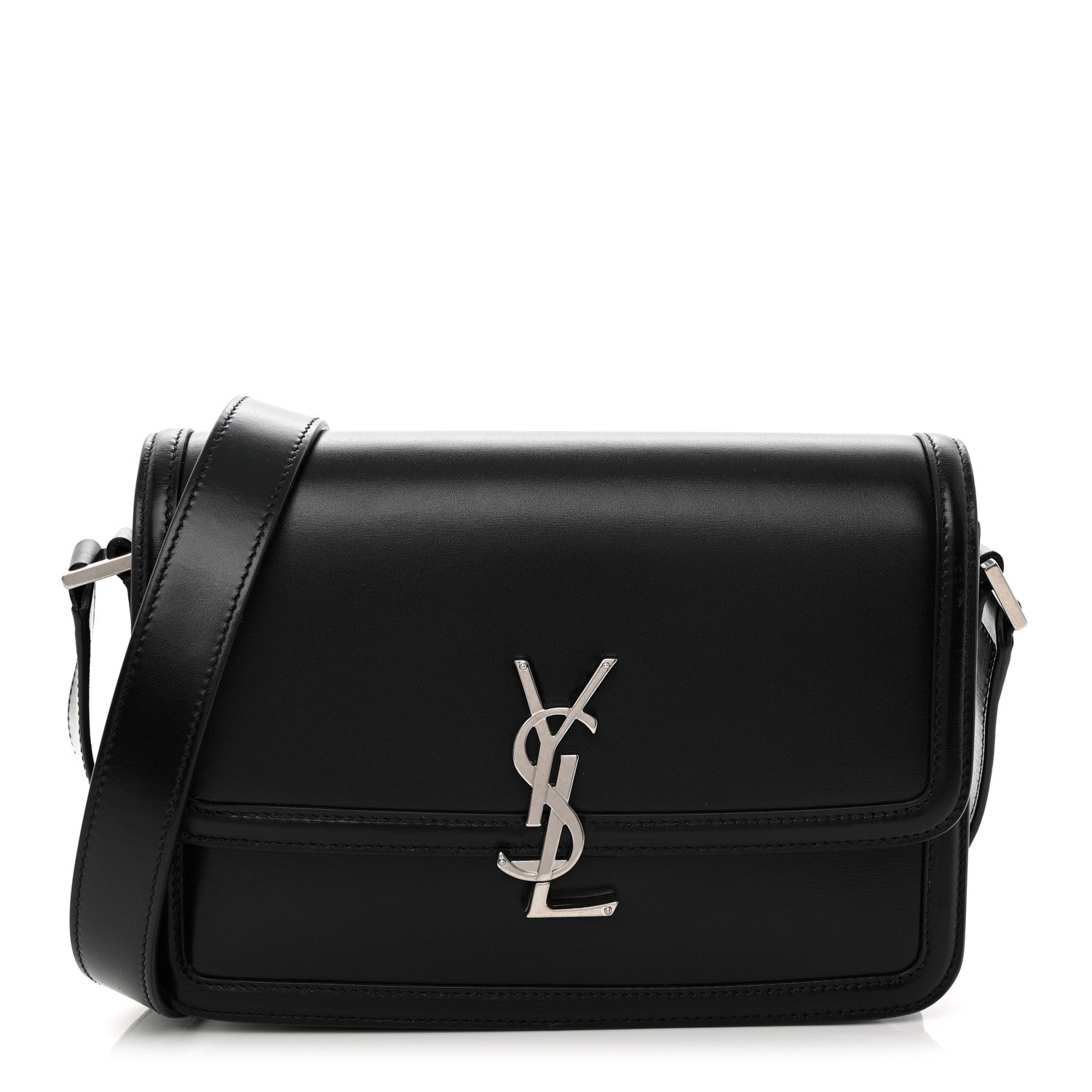 Saint Laurent Box Calfskin Monogram Medium Solferino Satchel Black 1 of 11