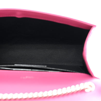 Saint Laurent Metallic Calfskin Crocodile Embossed Small Classic Monogram Kate Tassel Satchel Pink 5 of 11