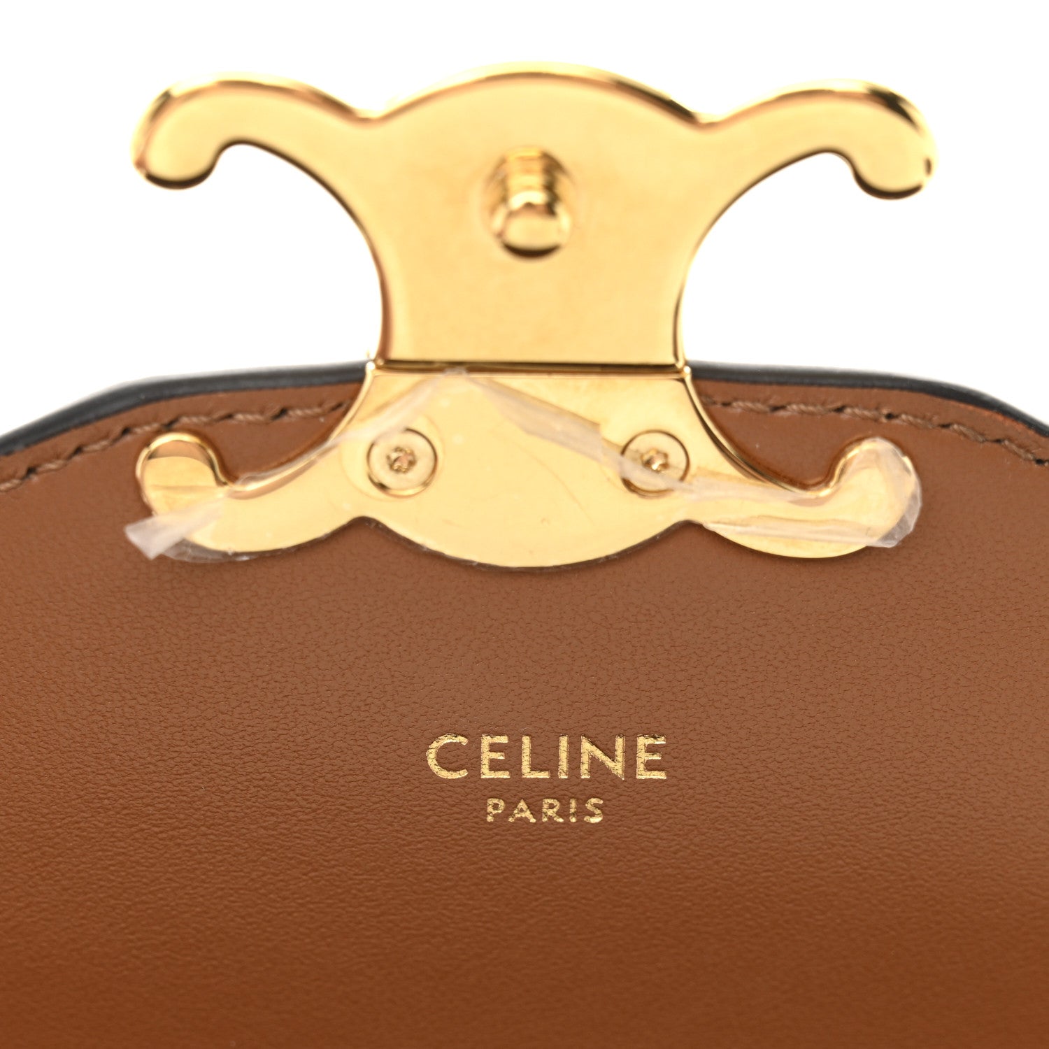 Celine Triomphe Canvas Calfskin Enveloppe Bag Tan 6 of 10