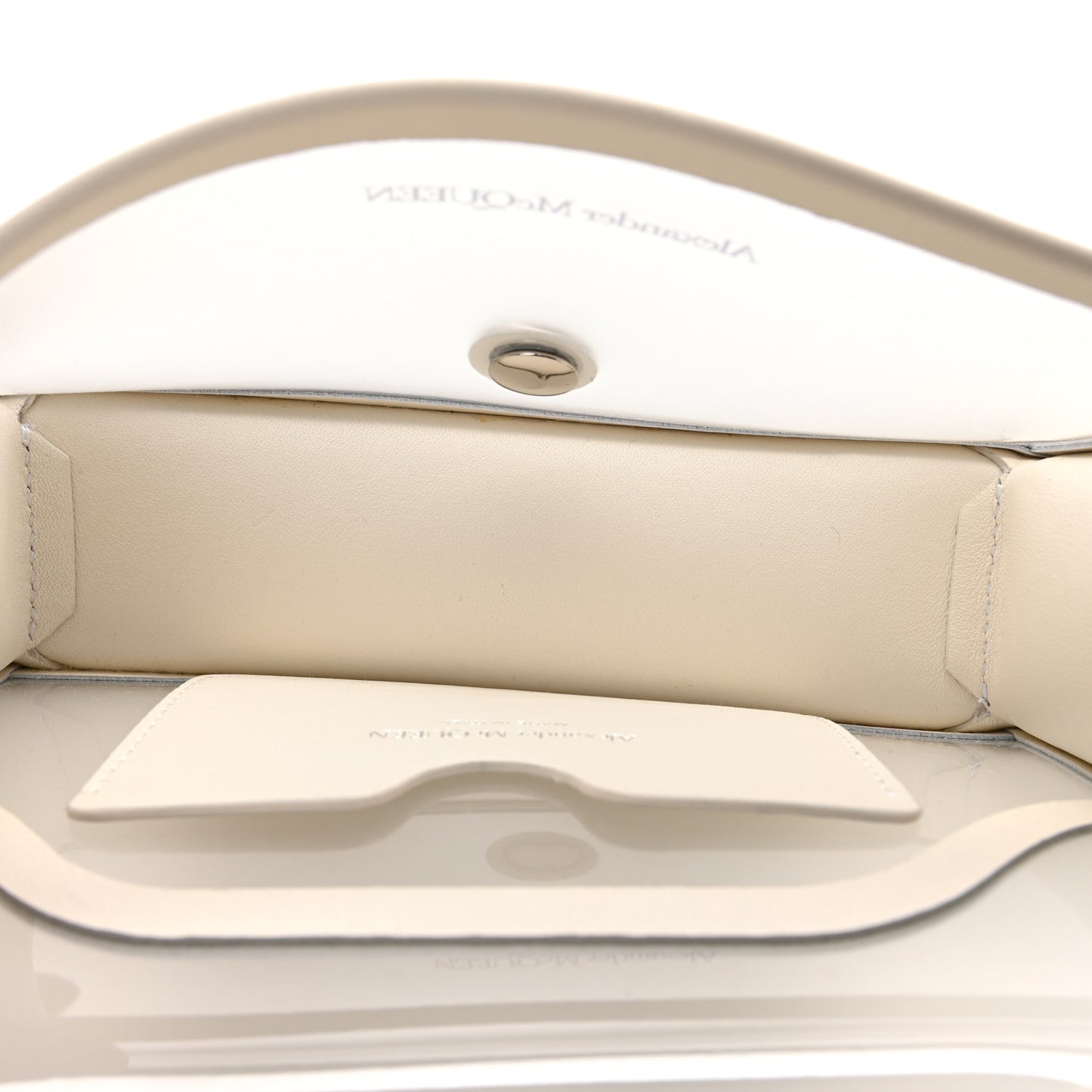 Calfskin Polyurethane Mini Jeweled Knuckle Satchel Clear White