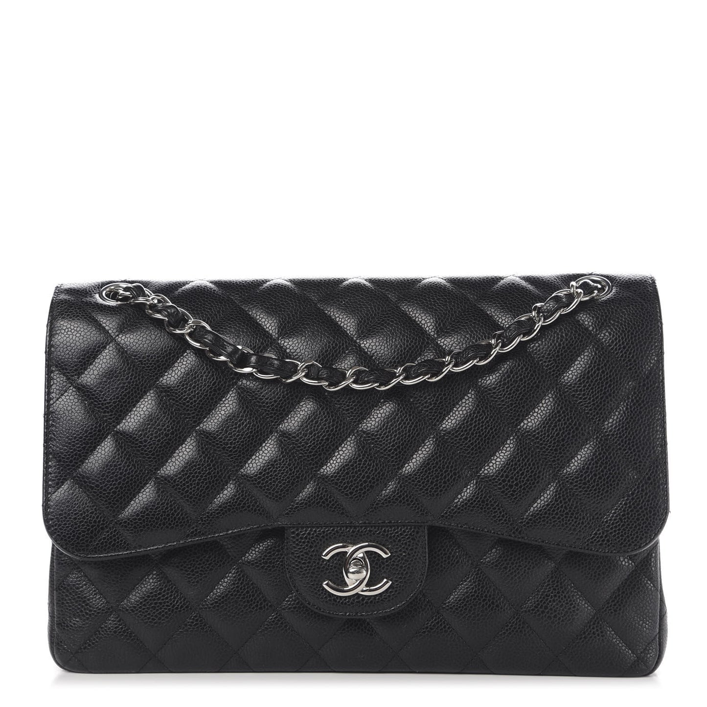 Caviar Quilted Jumbo Double Flap Black