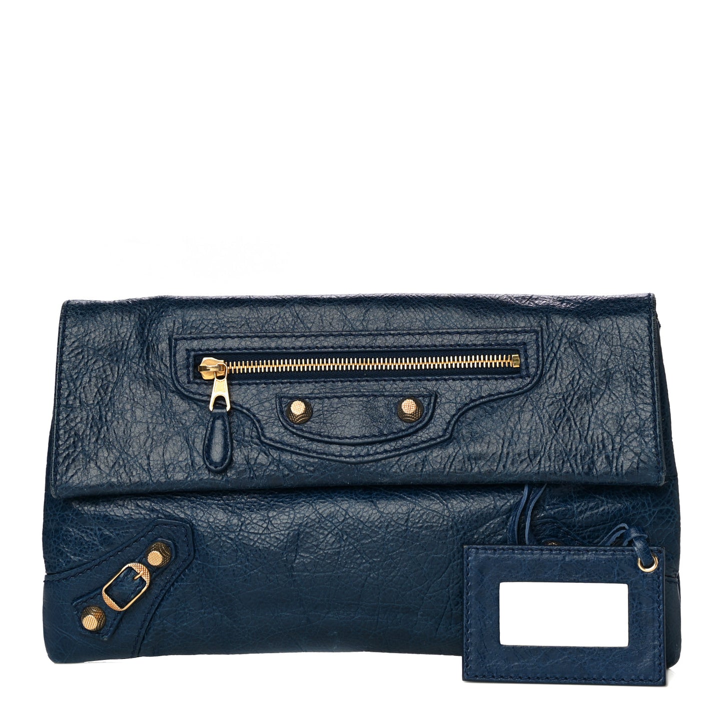 Agneau Giant 12 Gold Hardware Envelope Clutch Bleu Mineral