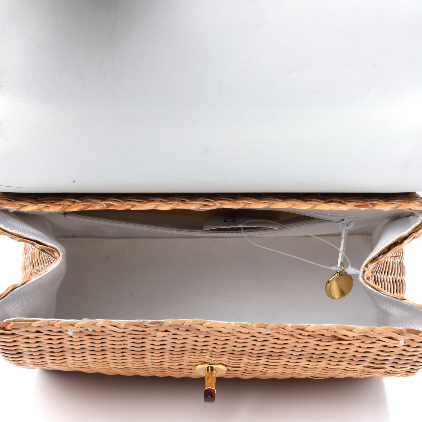 Lambskin Straw Basket Shoulder Bag Light Beige