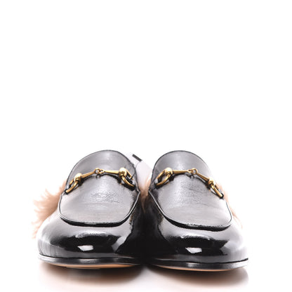 Gucci Patent Fur Womens Princetown Slippers 39 Black Natural 2 of 9