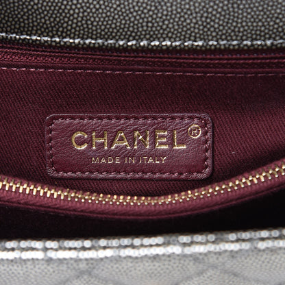 Chanel Metallic Caviar Quilted Small Coco Handle Flap Silver 6 of 10