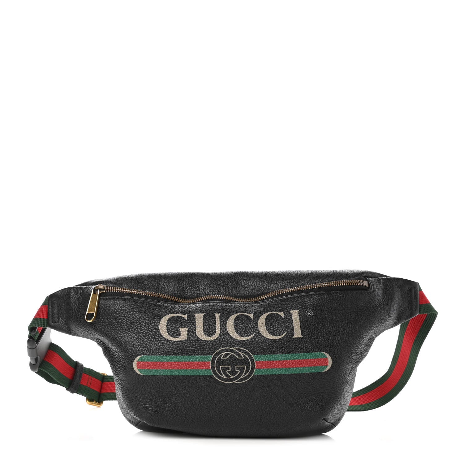 Gucci Grained Calfskin Logo Belt Bag Black 1 of 12
