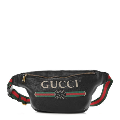 Gucci Grained Calfskin Logo Belt Bag Black 1 of 12