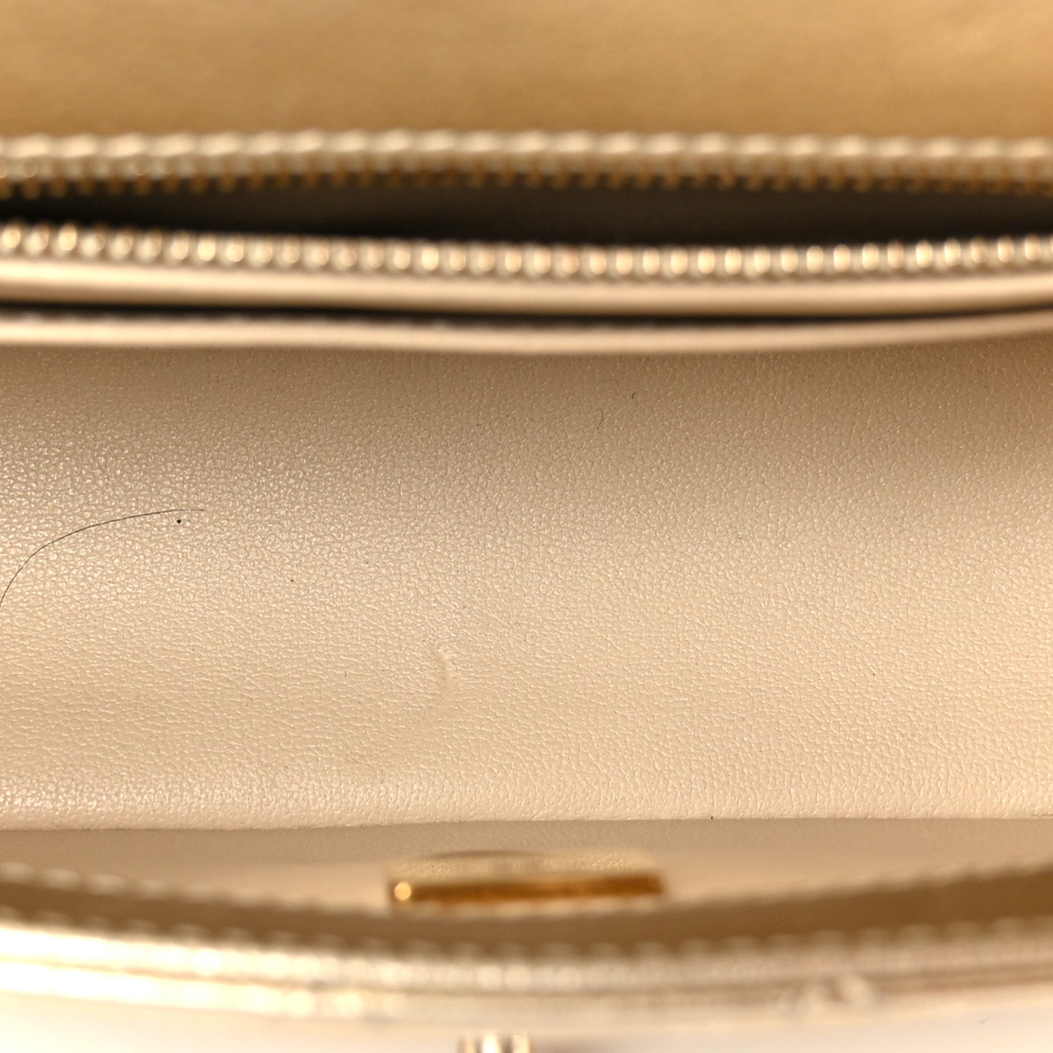 Chanel Metallic Caviar Quilted Mini Rectangular CC Slide Flap Light Gold 5 of 11