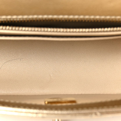 Chanel Metallic Caviar Quilted Mini Rectangular CC Slide Flap Light Gold 5 of 11