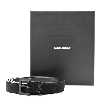 Saint Laurent Suede Calfskin Monogram Square Buckle 100 40 Belt Black 7 of 7