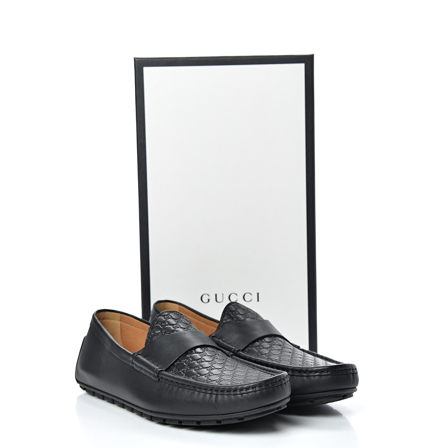 Gucci Calfskin Miro Soft Microguccissima Mens Driver Loafers 11 Nero Black 9 of 9
