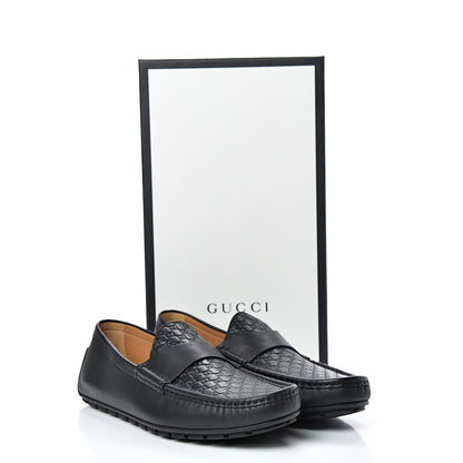 Gucci Calfskin Miro Soft Microguccissima Mens Driver Loafers 11 Nero Black 9 of 9