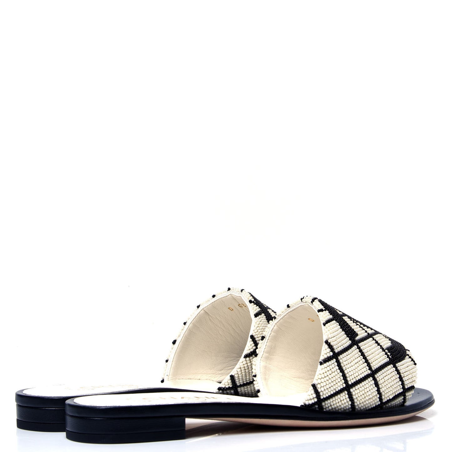 Pearl Embroidery CC Mules 36 Black White