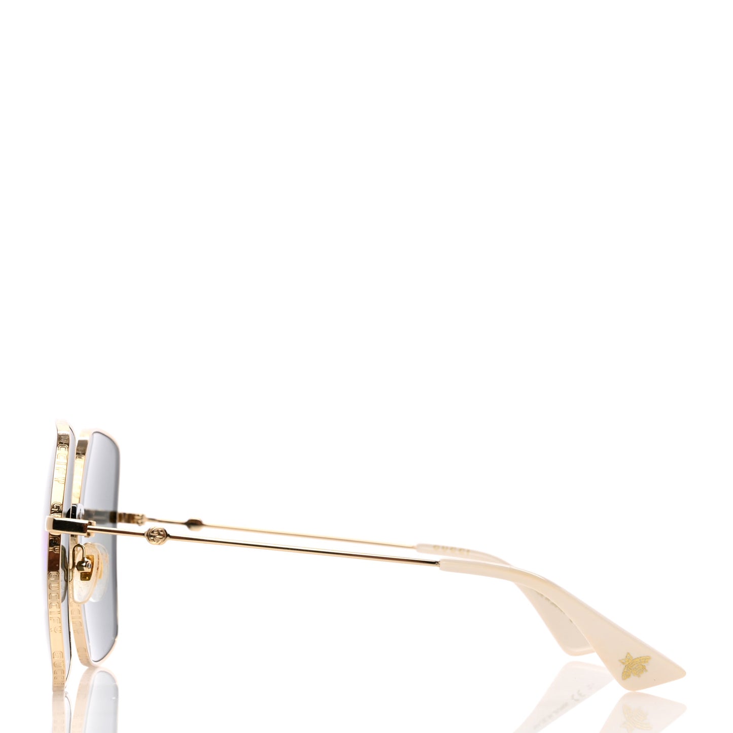 Metal Rectangular Guccify Frame Sunglasses GG0414S Gold