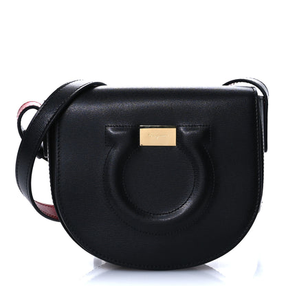 Salvatore Ferragamo Calfskin Gancio City Saddle Bag Black 1 of 8
