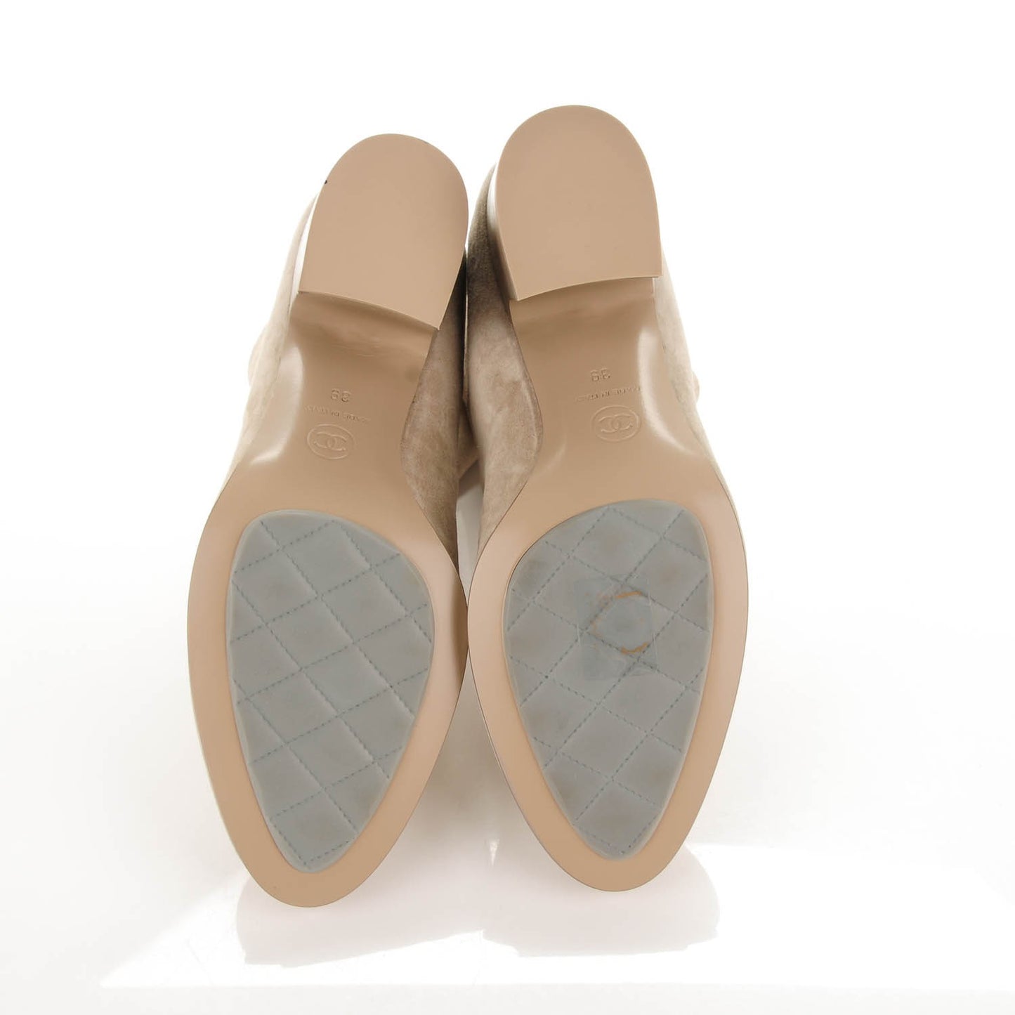 Suede Calfskin CC Short Boots 39 Beige