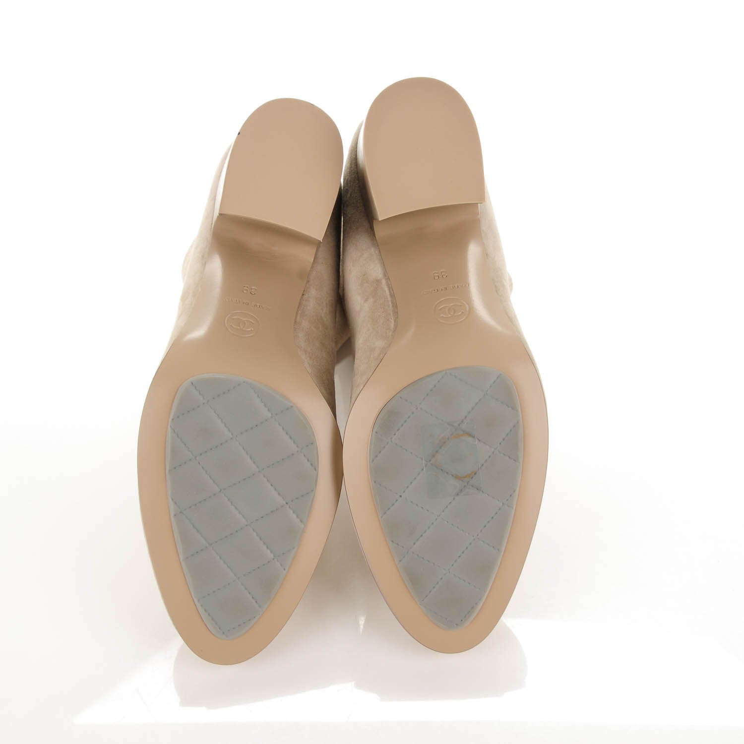 Chanel Suede Calfskin CC Short Boots 39 Beige 5 of 9