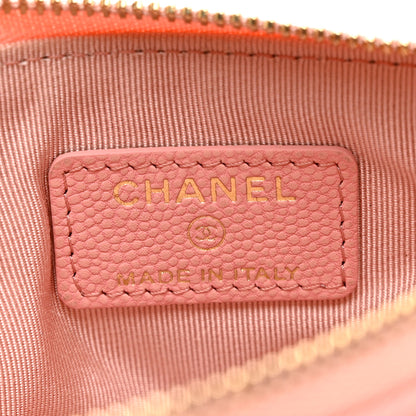 Chanel Flat Caviar Chevron Quilted Small Cosmetic Case Pink 6 of 7