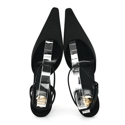 Saint Laurent Satin Crepe Aimee 75 Slingback Pumps 35.5 Black 2 of 10