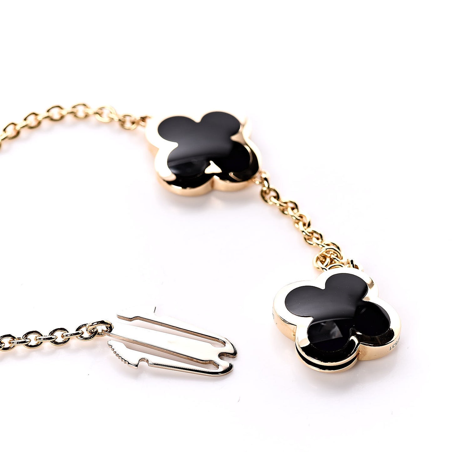 18K Yellow Gold Black Onyx 4 Motifs Pure Alhambra Bracelet
