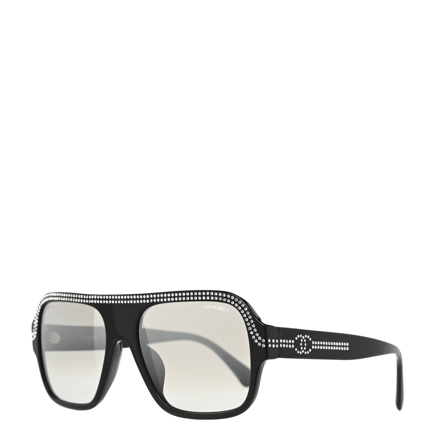 Crystal CC Shield Sunglasses 71432A Black Silver