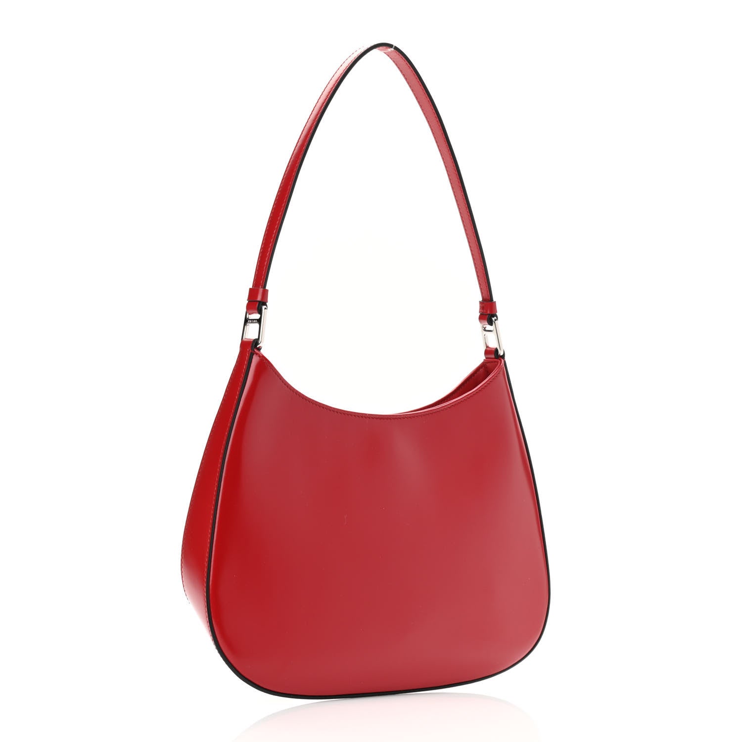 Prada Spazzolato Cleo Shoulder Bag Scarlatto Black 2 of 8