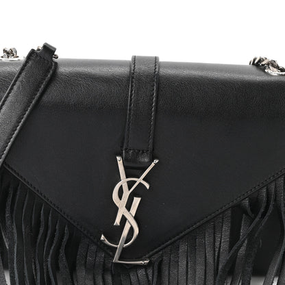 Saint Laurent Calfskin Fringe Small Monogram Satchel Black 8 of 10
