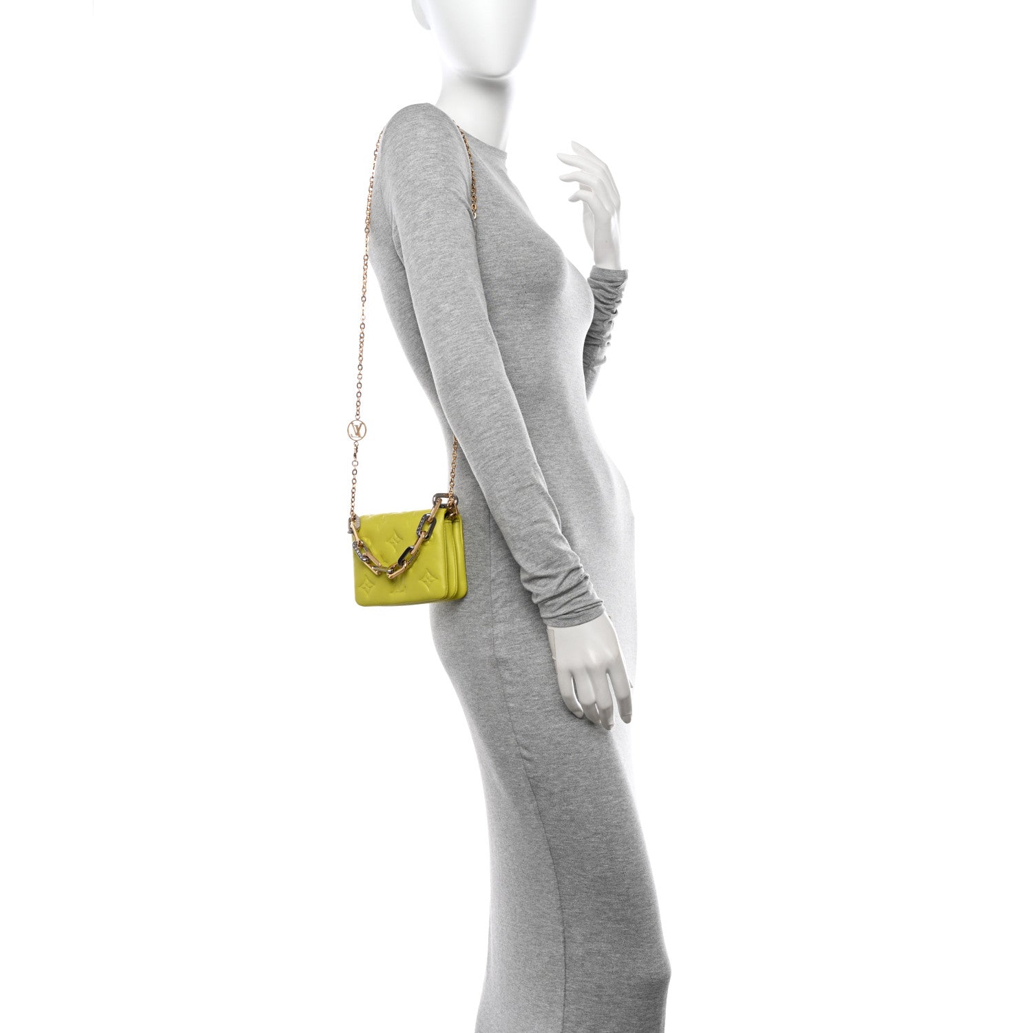 Louis Vuitton Lambskin Embossed Monogram Coussin Belt Vert Acide 2 of 8