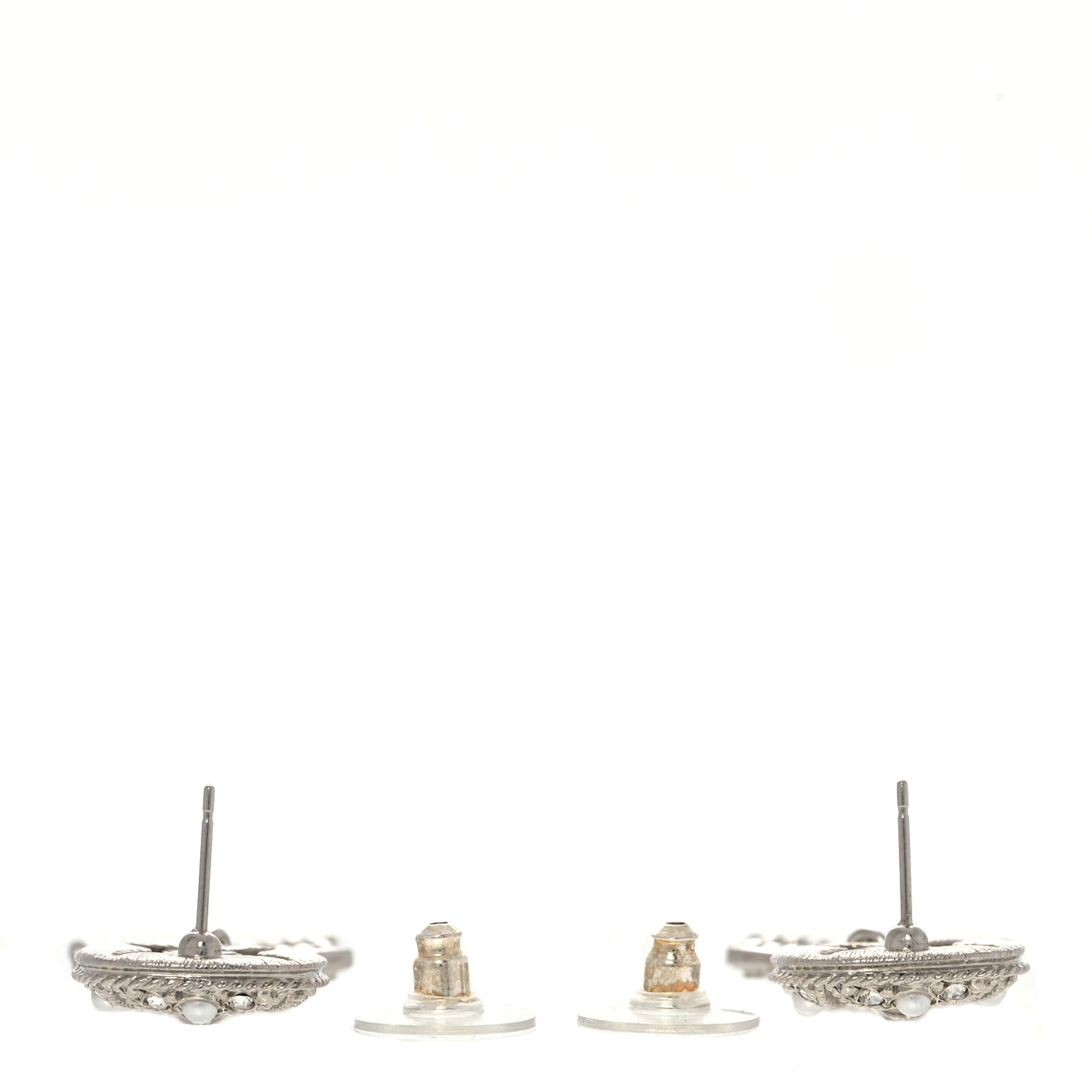 Crystal Pearl CC Drop Earrings Silver
