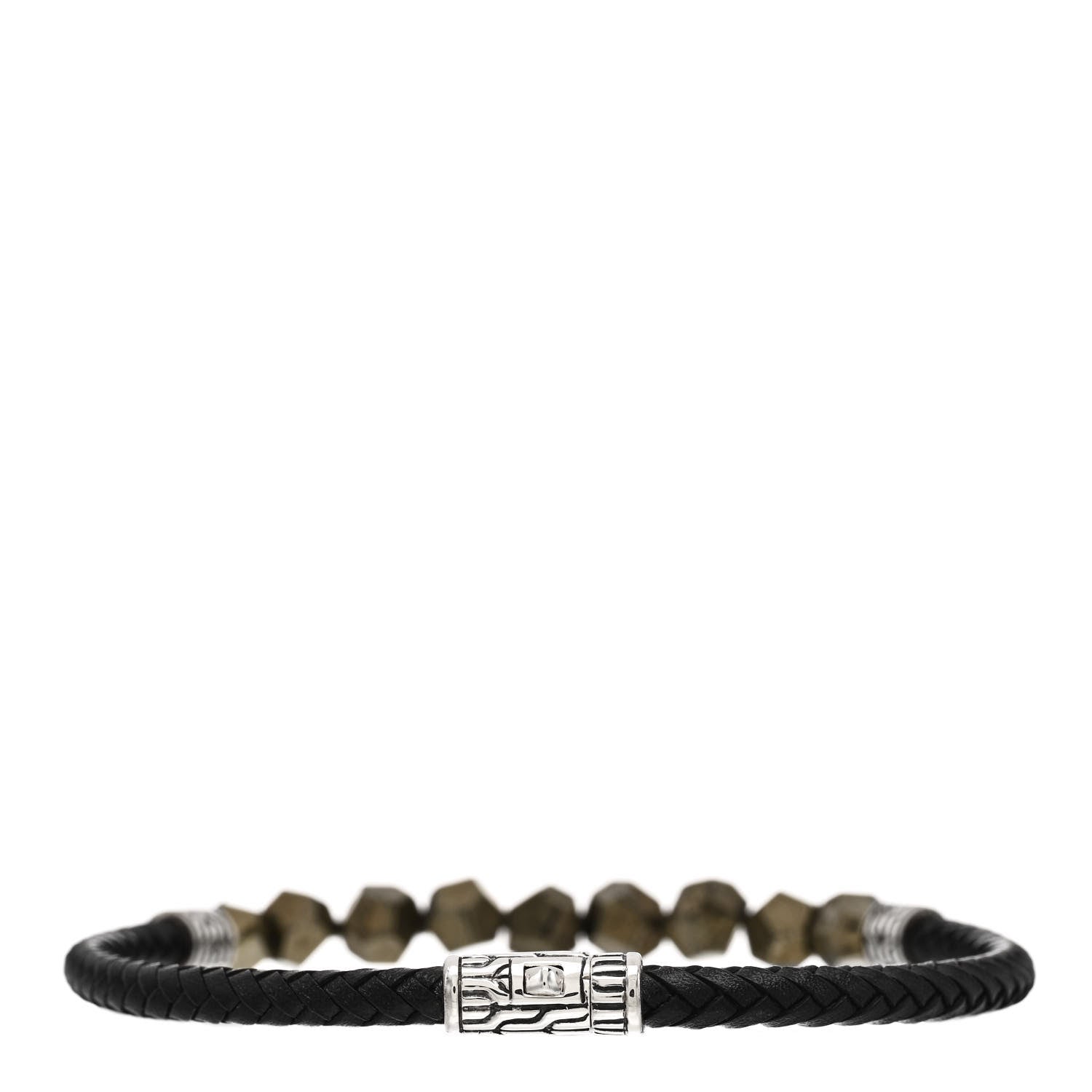 John Hardy Sterling Silver Pyrite Leather Classic Chain Bracelet Black 2 of 4