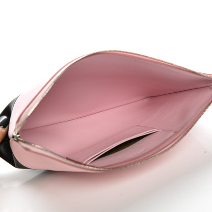 Celine Lambskin Bi-Color Solo Clutch Pouch Pale Pink Espresso 5 of 8