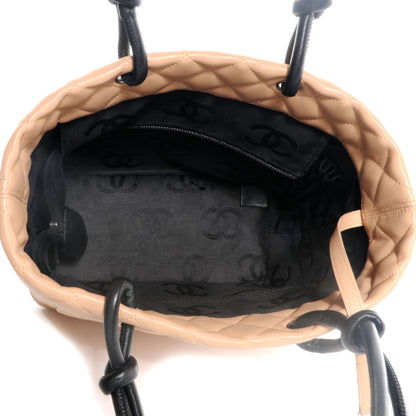 Chanel Calfskin Quilted Small Cambon Tote Beige Black 5 of 7