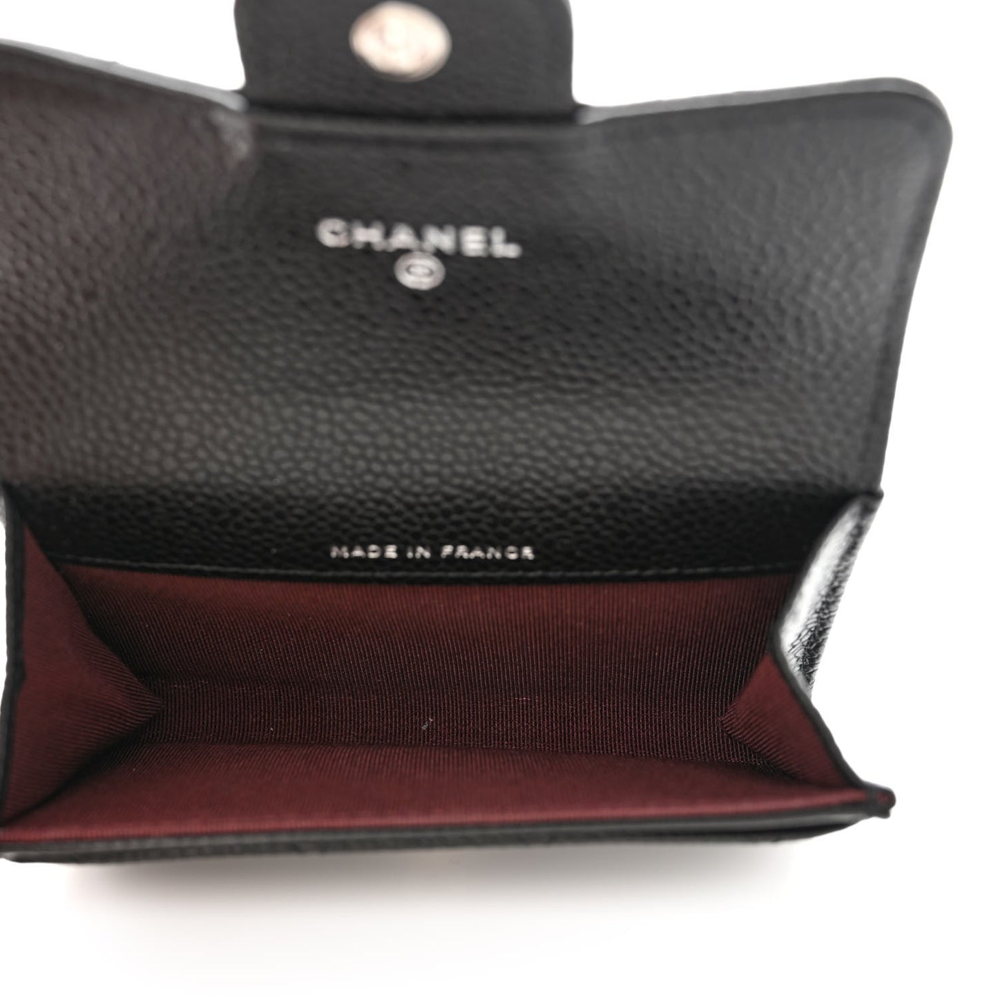 Caviar Quilted Flap Card Holder Wallet Black