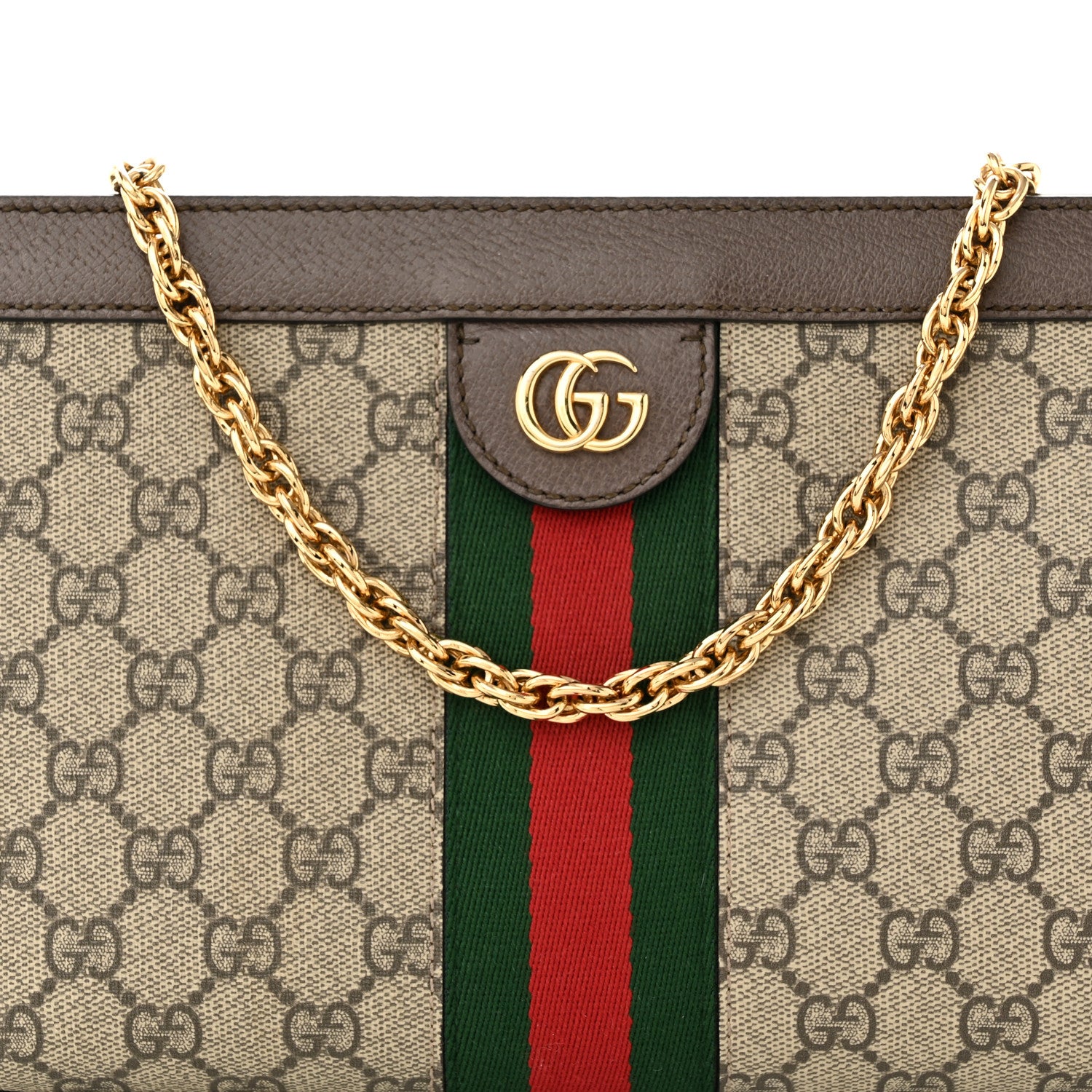 Gucci GG Supreme Monogram Web Small Ophidia Chain Shoulder Bag Brown 8 of 12