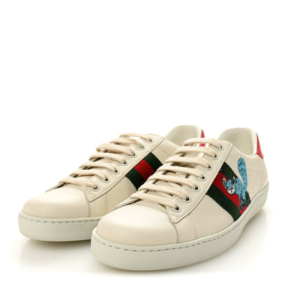 Gucci X FREYA HARTAS Calfskin Miro Soft Web Mythical Creature Embroidered Mens Ace Sneakers 8 New Mystic White 3 of 10