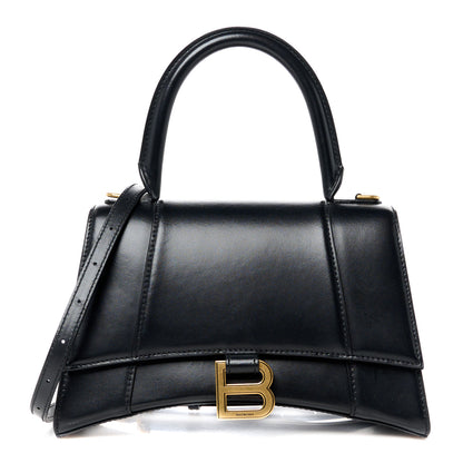 Balenciaga Shiny Box Calfskin Small Hourglass Top Handle Bag Black 1 of 10
