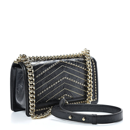 Chanel Crumpled Calfskin Chevron Chain Medium Boy Flap Black 2 of 11
